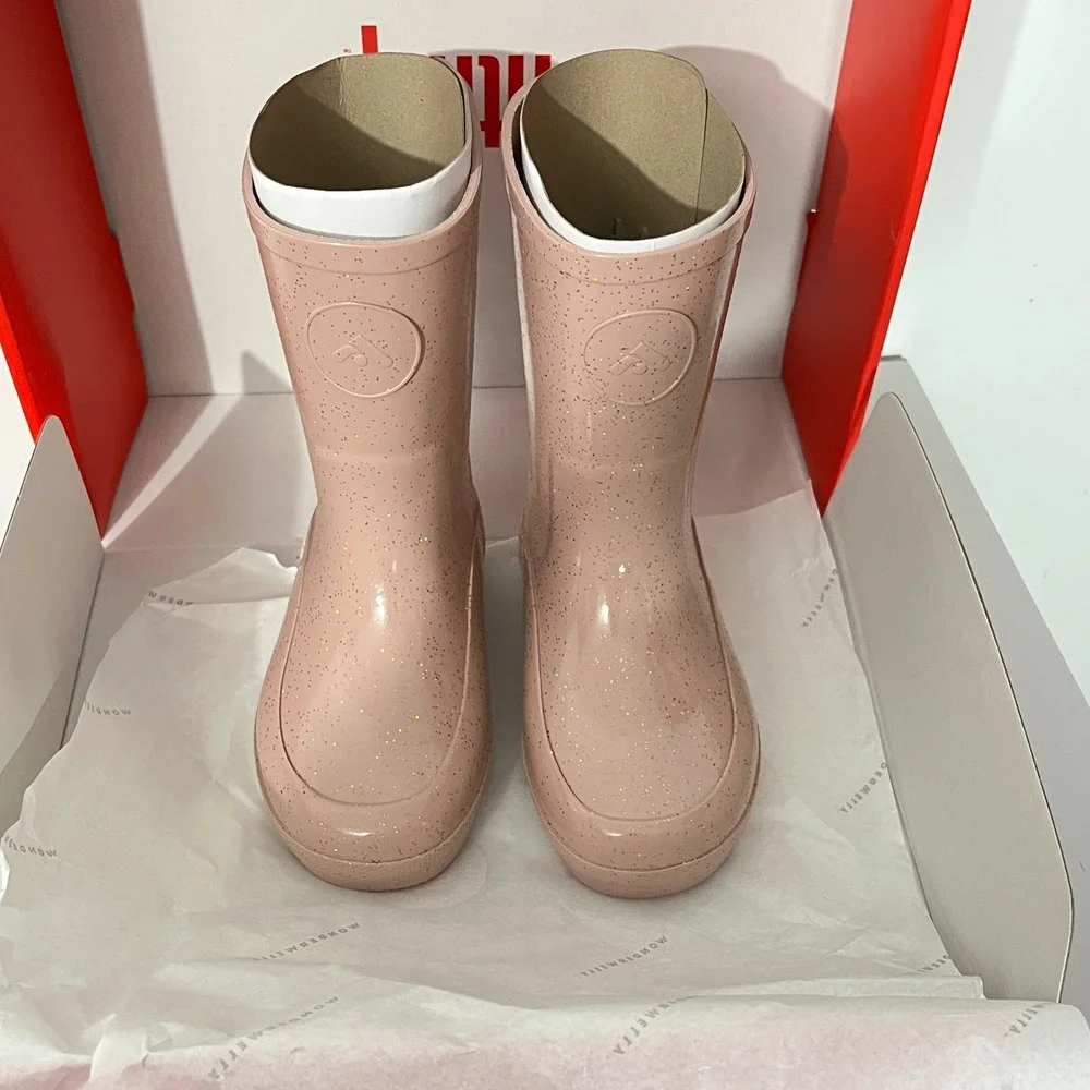 FitFlop WonderWelly Rain Boots Toddler Size 10C Rose Gold Glitter GV9-323-090